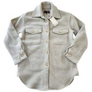 Quince Light Gray Button-Down Shirt Jacket